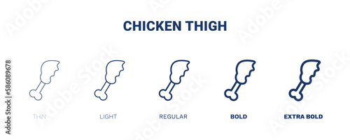 chicken thigh icon. Thin, light, regular, bold, black chicken thigh icon set from restaurant collection. Editable chicken thigh symbol can be used web and mobile