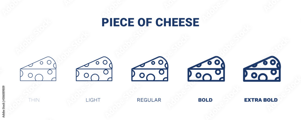 piece of cheese icon. Thin, light, regular, bold, black piece of cheese icon set from restaurant collection. Editable piece of cheese symbol can be used web and mobile