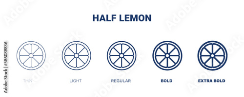 half lemon icon. Thin, light, regular, bold, black half lemon icon set from restaurant collection. Editable half lemon symbol can be used web and mobile