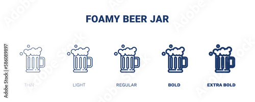 foamy beer jar icon. Thin, light, regular, bold, black foamy beer jar icon set from restaurant collection. Editable foamy beer jar symbol can be used web and mobile