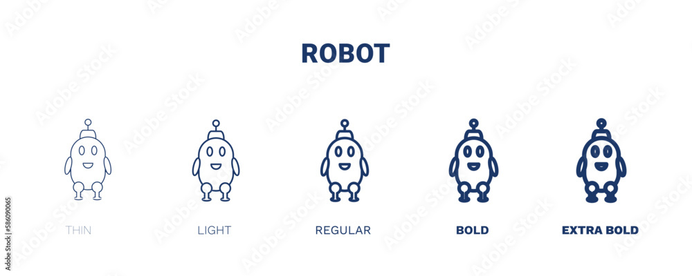 robot icon. Thin, light, regular, bold, black robot icon set from artificial intellegence collection. Editable robot symbol can be used web and mobile
