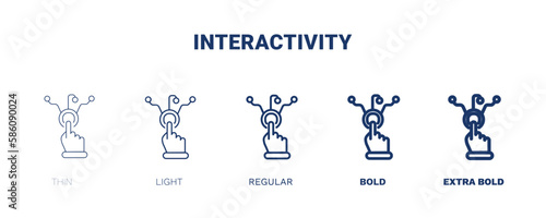 interactivity icon. Thin, light, regular, bold, black interactivity icon set from artificial intellegence collection. Editable interactivity symbol can be used web and mobile