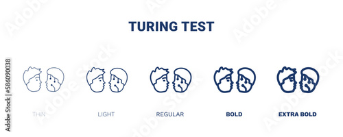 turing test icon. Thin, light, regular, bold, black turing test icon set from artificial intellegence collection. Editable turing test symbol can be used web and mobile