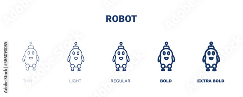 robot icon. Thin, light, regular, bold, black robot icon set from artificial intellegence collection. Editable robot symbol can be used web and mobile