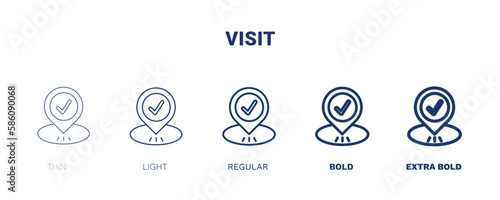 visit icon. Thin, light, regular, bold, black visit icon set from artificial intellegence collection. Editable visit symbol can be used web and mobile