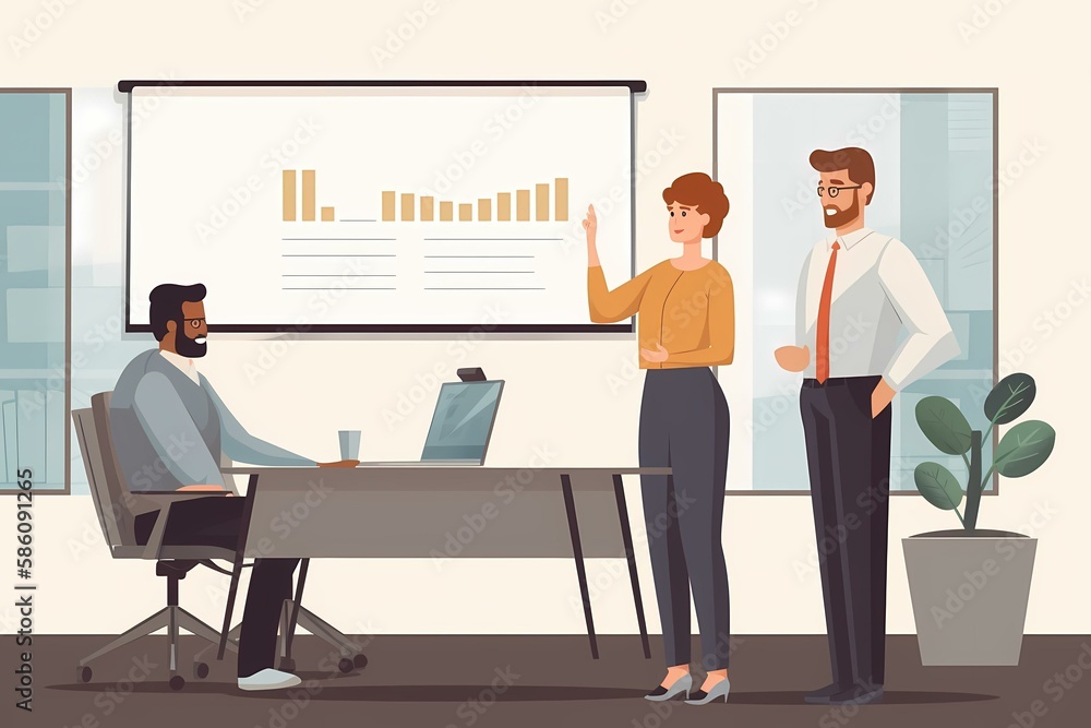 A few people talking in an office - Generative AI A few people talking in an office - Generative AI