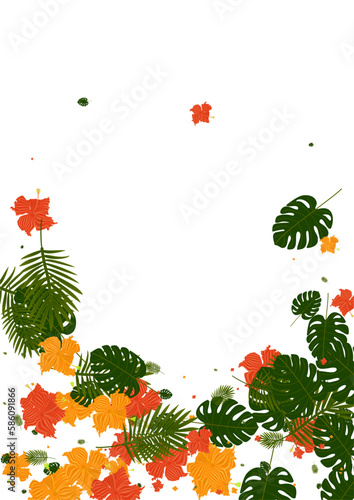 Fototapeta Naklejka Na Ścianę i Meble -  Yellow Flora Background White Vector. Leaf Graphic Pattern. Light Green Plant. Isolated Design. Red Painting Illustration.