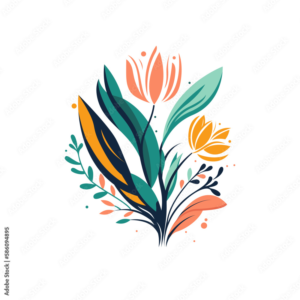 Abstract spring flower, colorful logo. Vector illustration flat design. Isolated on white background.