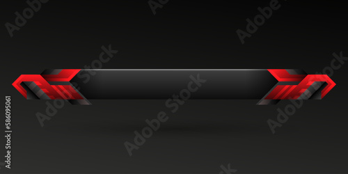 Abstract black and red lower third game interface screen title banner template