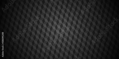 Texture of black and gray cube geometric vector pattern, repeating square shape with abstract shadow triangle. Abstract geometric cubes seamless repeating pattern background.