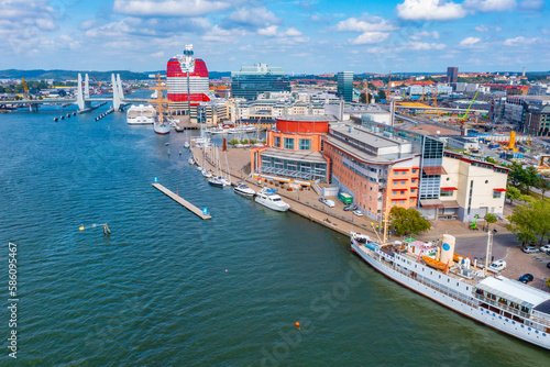 Lilla Bommen building, opera building and Barken Viking ship in the swedish city Goteborg. photo