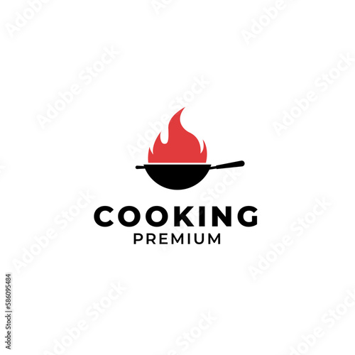 Vector pan with a fire logo design concept illustration idea