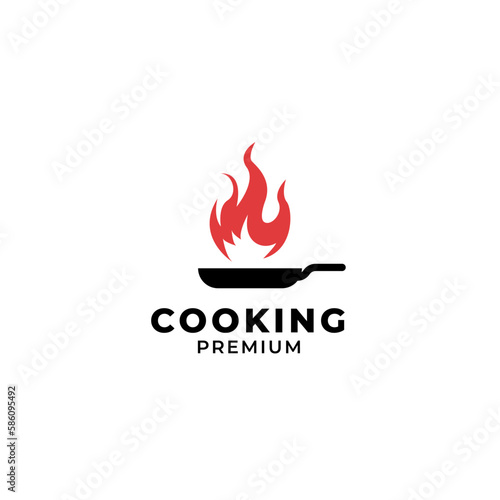 Vector pan with a fire logo design concept illustration idea