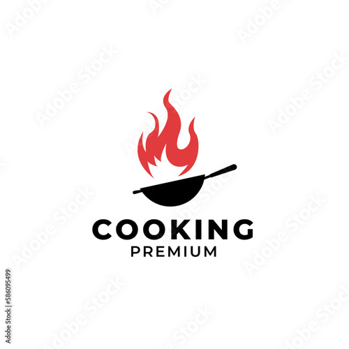 Vector pan with a fire logo design concept illustration idea