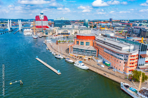 Lilla Bommen building, opera building and Barken Viking ship in the swedish city Goteborg. photo