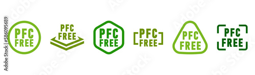 Set of PFC Free Sign. PFC is prohibited, a perfluorinated compound. photo