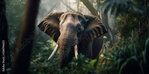 Gentle Giant in Its Habitat: Stunning Jungle Photography. Generative AI