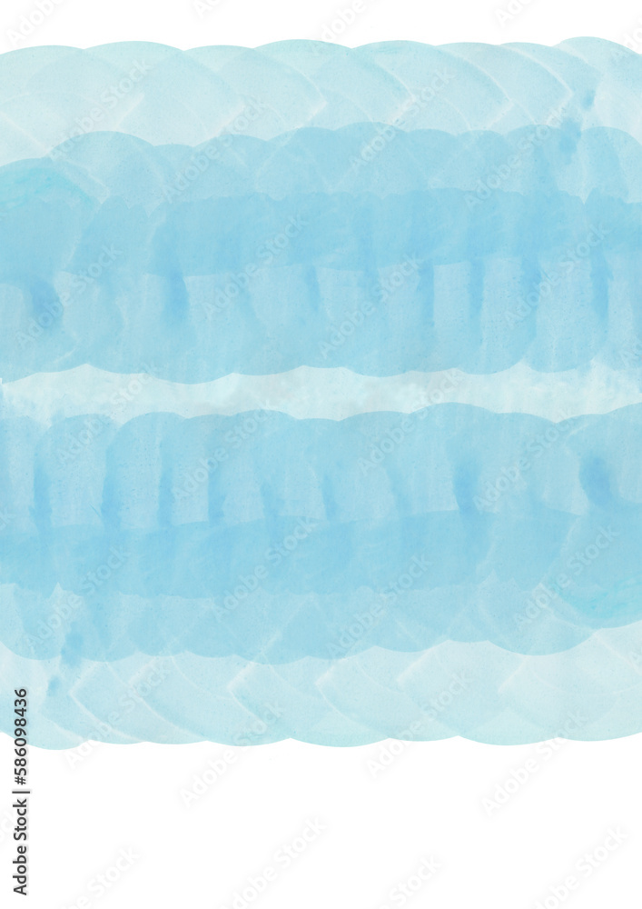 Fototapeta premium abstract composition in blue pastel watercolour with undulating effect and symmetry, blue background watercolor