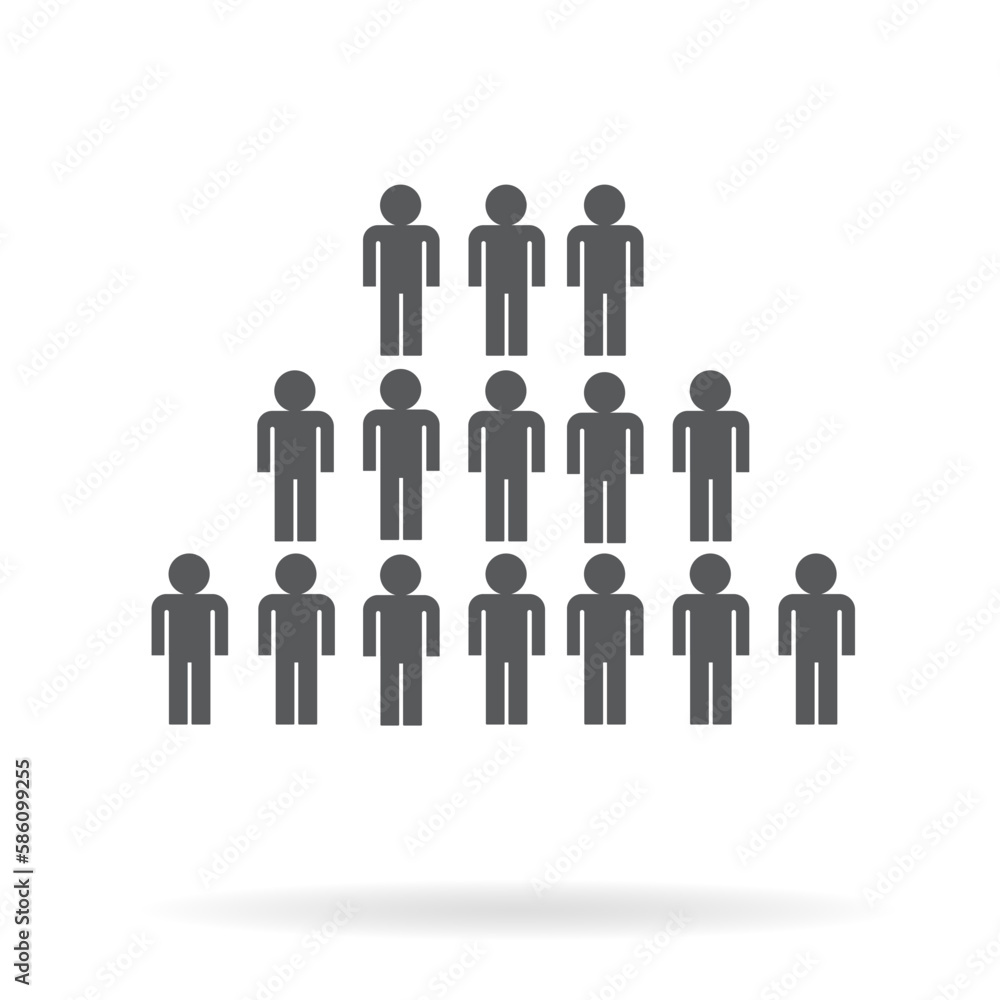 A large group of people in the shape of a triangle vector illustration. A large group of people in the shape of a triangle vector illustration.