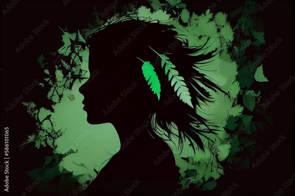 Silhouette of a man from long feathers. AI Generated Silhouette of a man from long feathers. AI Generated