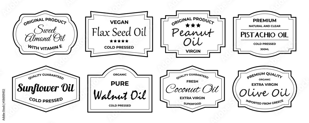 Stylish line label with an inscription for packing oil Stylish line label with an inscription for packing oil