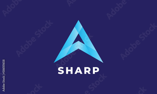 Logo vector blue color arrow sharp concept minimalism art symbol triangle style