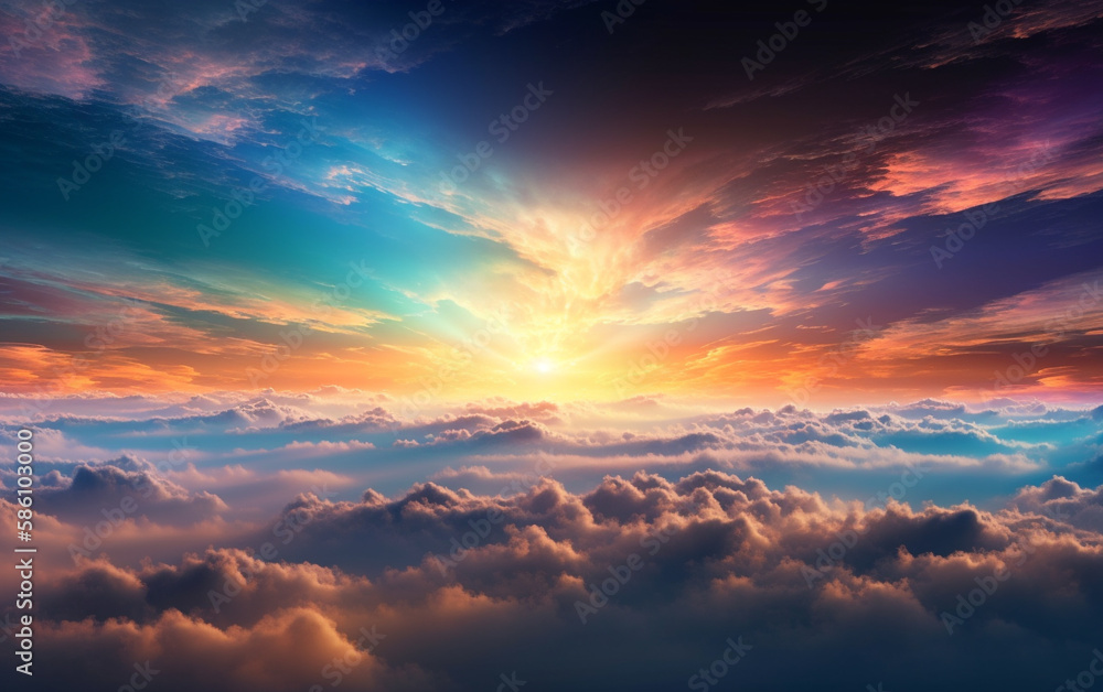 Magnificent cloudy sky with pastel colors, Generative AI Magnificent cloudy sky with pastel colors, Generative AI