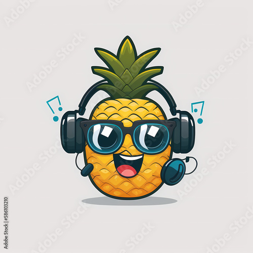 Pineapple Fruit using Headphone and Eye Glasses .  Generative AI