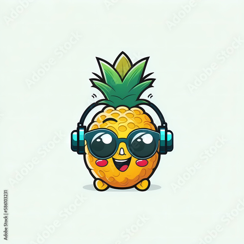 Pineapple Fruit using Headphone and Eye Glasses .  Generative AI