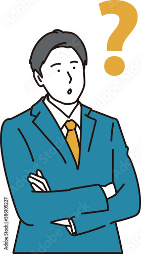 疑問を感じるスーツ姿の若い男性