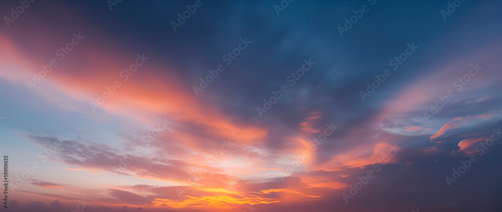 A sunset sky masterpiece, complete with magnificent clouds. Generative AI A sunset sky masterpiece, complete with magnificent clouds. Generative AI