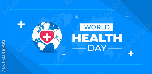 World Health Day background design template. World Health Day is a global health awareness day celebrated every year on 7th April. World Health Day banner design template.