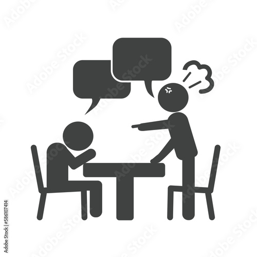 Two people icon talking with anger at the table. vector illustration eps10.