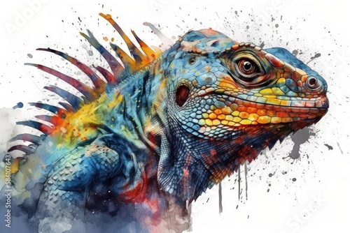vibrant and spiky lizard created with Generative AI technology