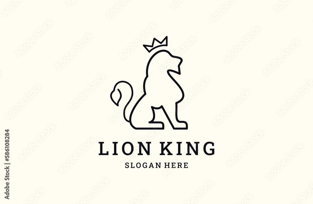 lion king logo vector design, Royal Lion crown logo template.