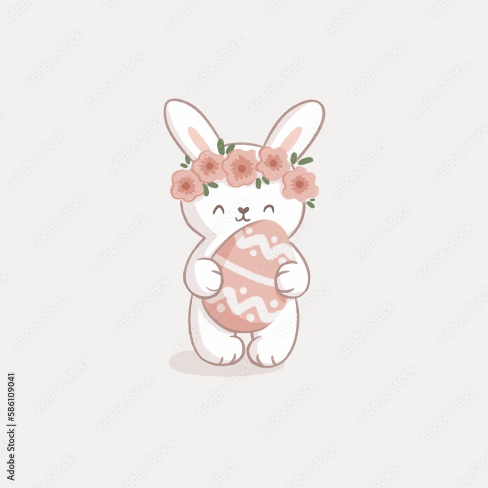 Cute easter bunny kawaii illustration Cute easter bunny kawaii illustration
