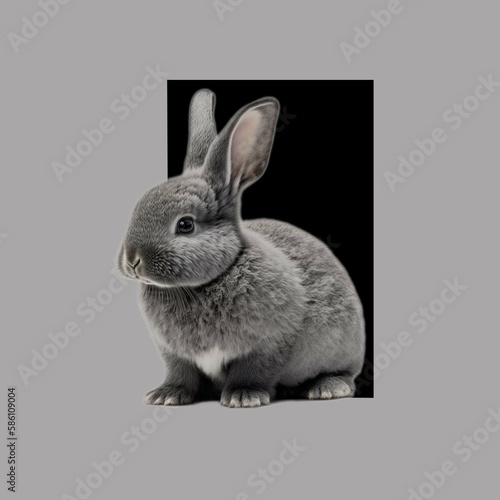 rabbit on a grey background with Generative AI technology