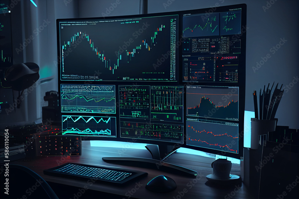 Fototapeta premium Large modern computer programmer. AI Generated