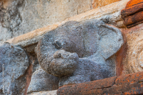 Elephant carving at Jetavanarama dagoba at Anuradhapura at Sri Lanka photo