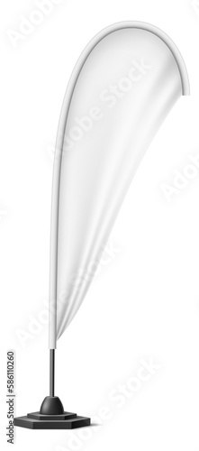 Obraz na plátně Blank teardrop banner. Realistic white cloth template