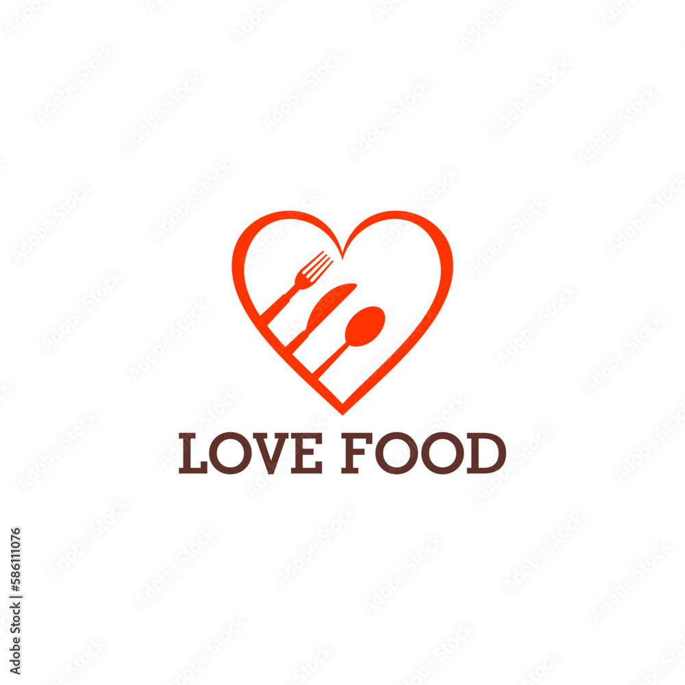 Love Food Logo designs concept isolated on white background
