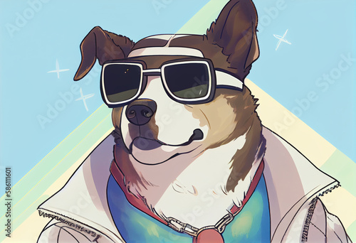 Classy Canine Chic, painted picture with paintsAI Generated ©  iiulia