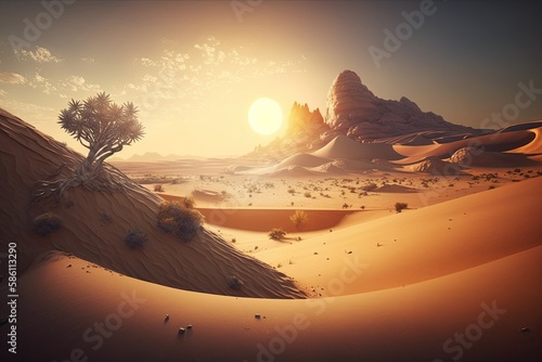 A desert landscape with towering sand dunes Generative AI 3