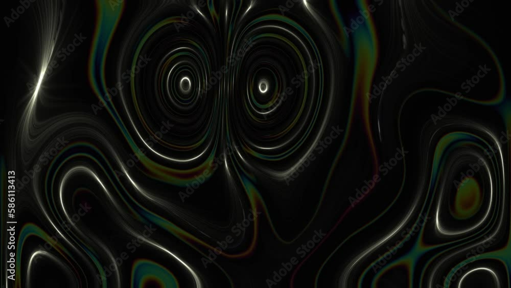 Slow motion contour fun house oily flow animation background in black ...