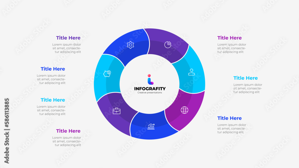 Round diagram divided into 7 segments. Concept of seven options of ...