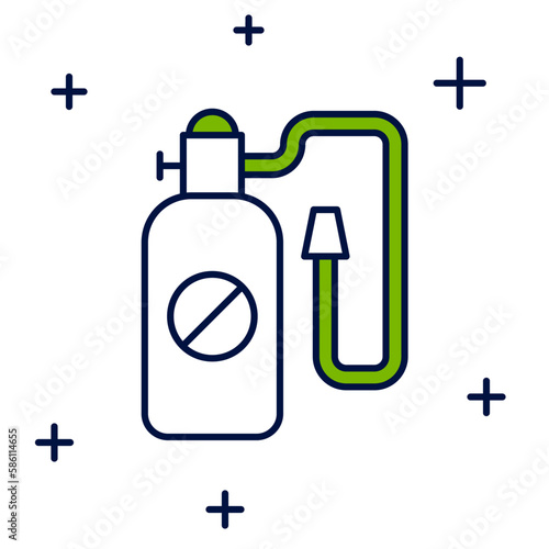 Filled outline Pressure sprayer for extermination of insects icon isolated on white background. Pest control service. Disinfectant sprayer. Vector