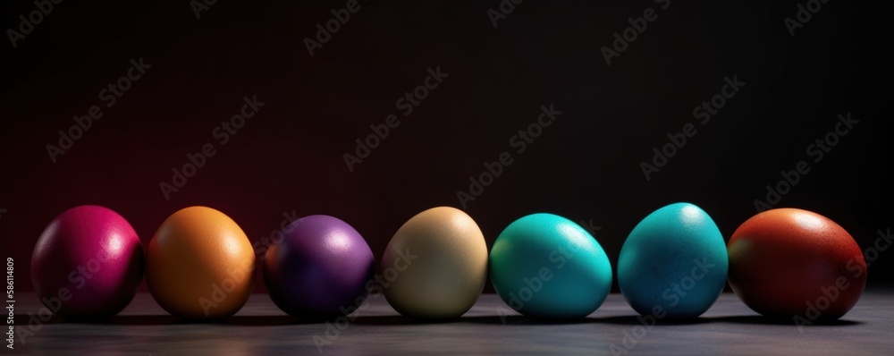 Naklejka premium Vibrant Easter Eggs Arrangement on a Neutral Background: A Timeless Holiday Tradition