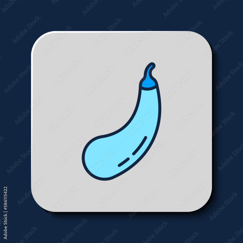 Obraz premium Filled outline Eggplant icon isolated on blue background. Vector