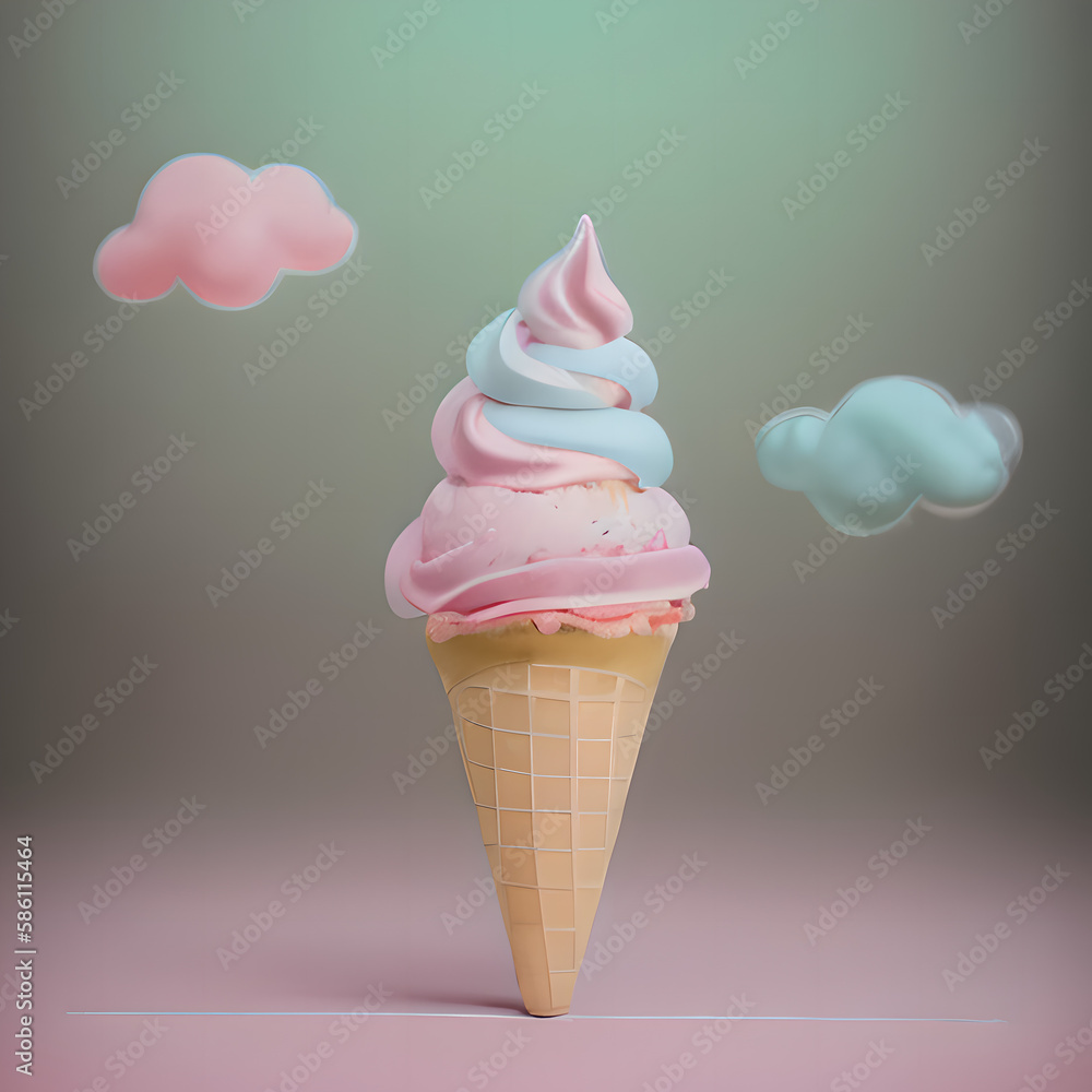 ice cream cone. cute and fantasy, pastel and colorful icecream, Ai Generative illustration. ice cream cone. cute and fantasy, pastel and colorful icecream, Ai Generative illustration.