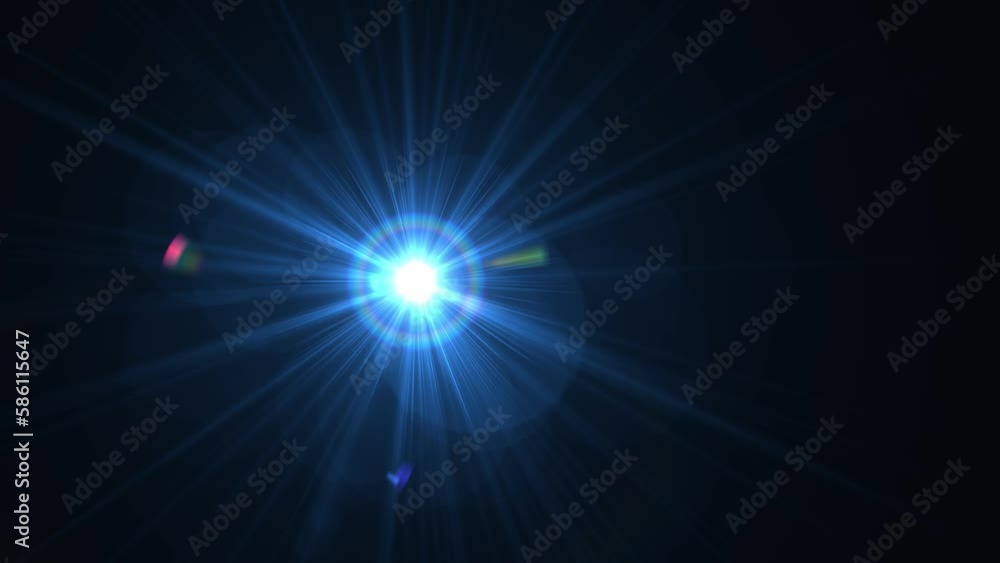 Blue lens flare ring orbs motion to right animation. 2D computer rendering pattern Blue lens flare ring orbs motion to right animation. 2D computer rendering pattern
